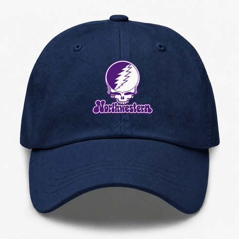Northwestern Stealie Premium Unisex Dad Hat — Design: Northwestern University — Navy