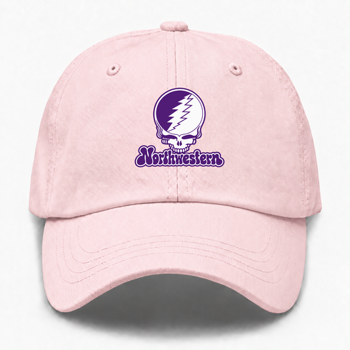 Northwestern Stealie Premium Unisex Dad Hat — Design: Northwestern University — Pink