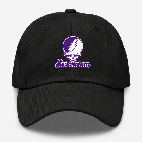 Northwestern Stealie Premium Unisex Dad Hat — Design: Northwestern University — Black