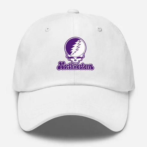 Northwestern Stealie Premium Unisex Dad Hat — Design: Northwestern University — White