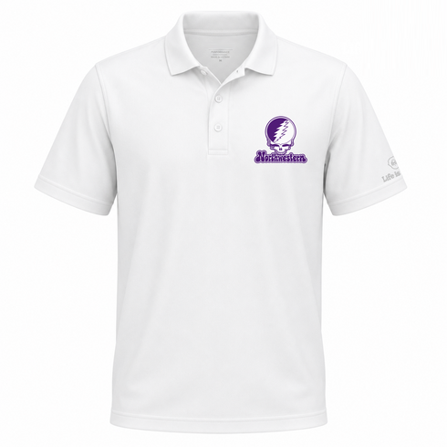 Northwestern Stealie Premium Unisex Polo — Design: Northwestern University — White