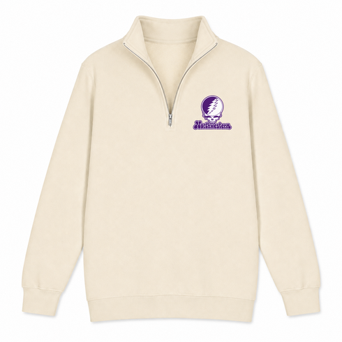 Northwestern Stealie Premium Unisex Quarter-Zip — Design: Northwestern University — Sand