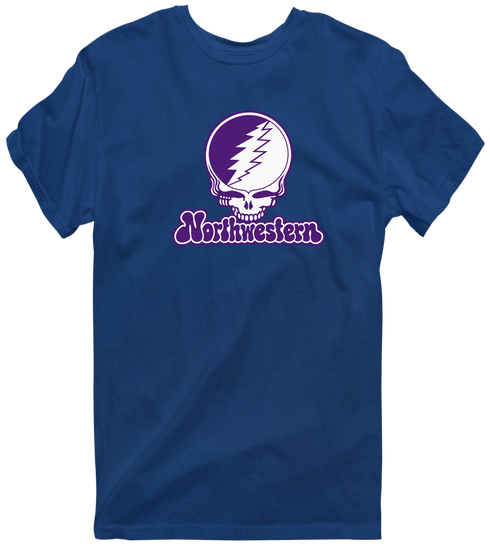 Northwestern Stealie Premium Unisex T-Shirt — Design: Northwestern University — Navy