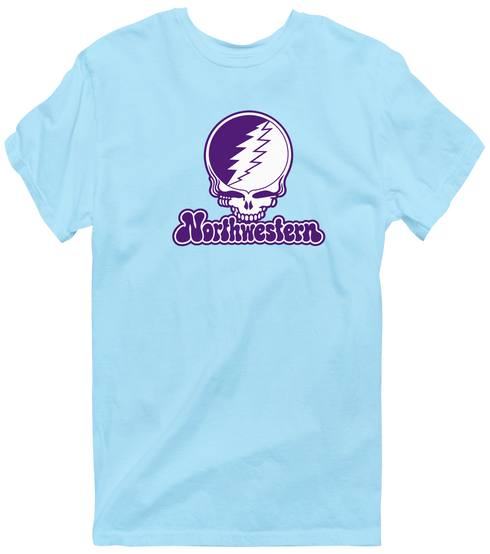 Northwestern Stealie Premium Unisex T-Shirt — Design: Northwestern University — Light Blue