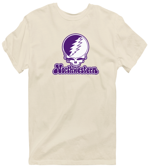 Northwestern Stealie Premium Unisex T-Shirt — Design: Northwestern University — Sand