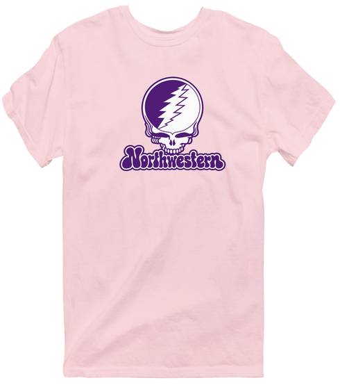 Northwestern Stealie Premium Unisex T-Shirt — Design: Northwestern University — Light Pink