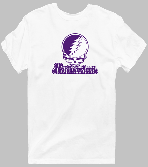 Northwestern Stealie Premium Unisex T-Shirt — Design: Northwestern University — White