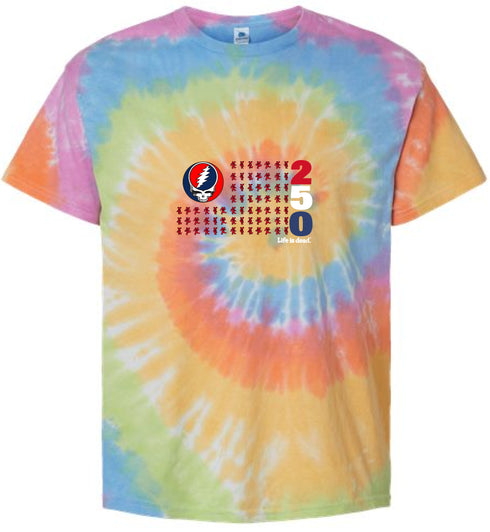 America 250 Life is dead. Stealie Flag Tie-Dye T-Shirt