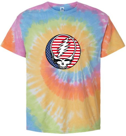 Stars and Stripes Stealie Tie-Dye T-Shirt