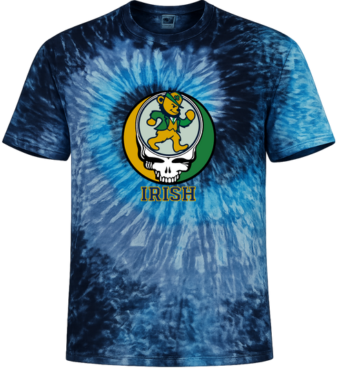 Notre Dame University Dancing Leprechaun Stealie Tie-Dye T-Shirt