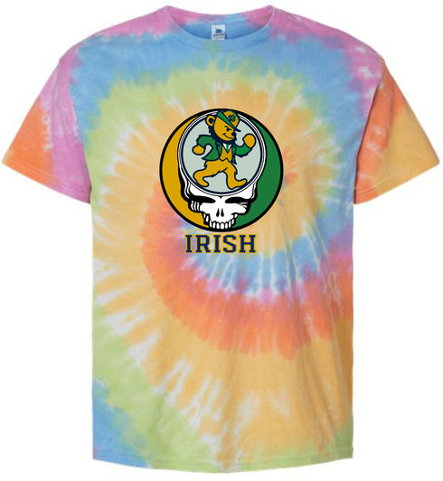 Notre Dame University Dancing Leprechaun Stealie Tie-Dye T-Shirt