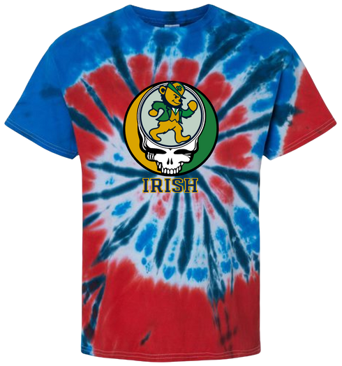 Notre Dame University Dancing Leprechaun Stealie Tie-Dye T-Shirt