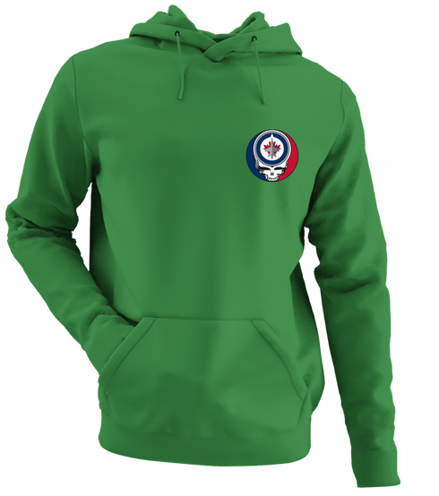 Winnipeg Jets - Premium Grateful Dead Left Chest Hoodie - Irish Green