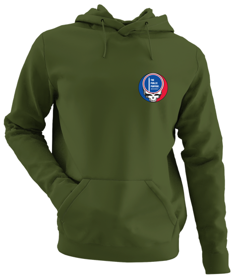 American University - Premium Grateful Dead Left Chest Hoodie - Military Green