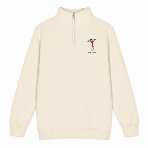 Golfin' Jerry - Life is dead.® - Premium Grateful Dead Quarter-Zip Pullover - Sand - 1