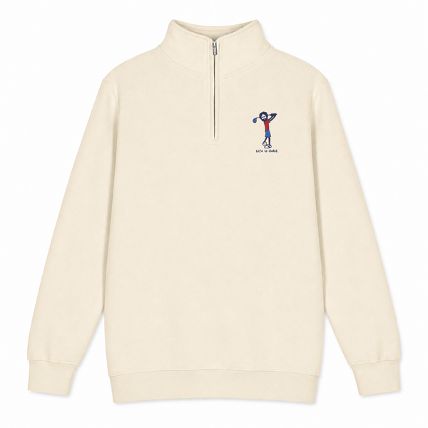 Golfin' Jerry - Life is dead.® - Premium Grateful Dead Quarter-Zip Pullover - Sand - 1