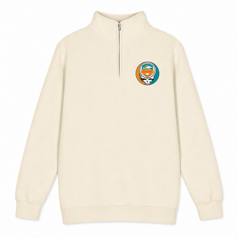 Miami Football - Premium Grateful Dead Quarter-Zip Pullover - Sand - 1