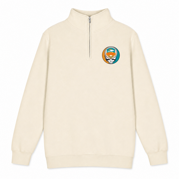 Miami Football - Premium Grateful Dead Quarter-Zip Pullover - Sand - 1