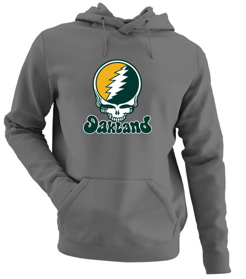 Oakland Baseball Stealie Grateful Dead Hoodie — Oakland Athletics — Charcoal