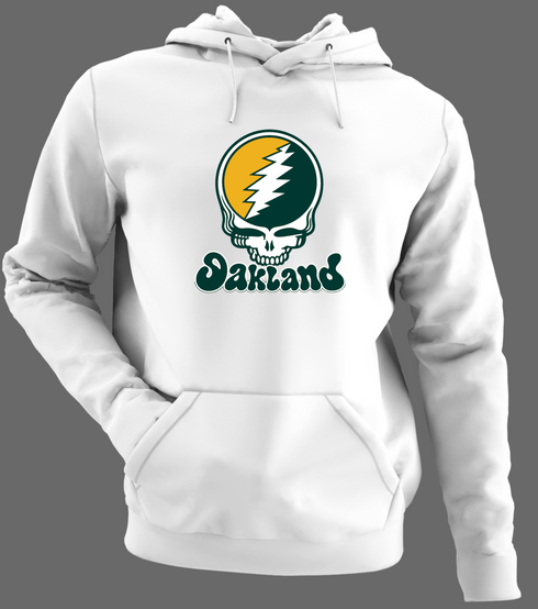 Oakland Baseball Stealie Grateful Dead Hoodie — Oakland Athletics — White/Grey