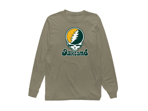 Oakland Baseball Stealie Grateful Dead Long-Sleeve — Oakland Athletics — Sandstone