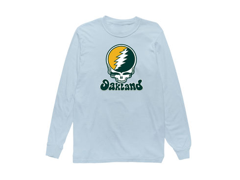 Oakland Baseball Stealie Grateful Dead Long-Sleeve — Oakland Athletics — Chambray