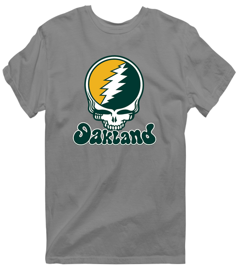 Oakland Baseball Stealie Grateful Dead T-Shirt — Oakland Athletics — Dark Heather