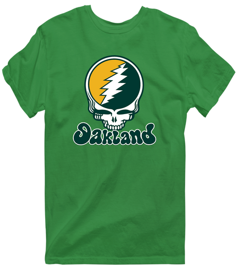 Oakland Baseball Stealie Grateful Dead T-Shirt — Oakland Athletics — Irish Green