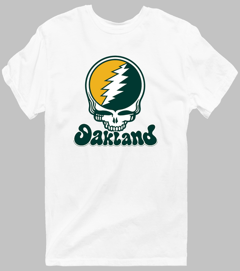 Oakland Baseball Stealie Grateful Dead T-Shirt — Oakland Athletics — White