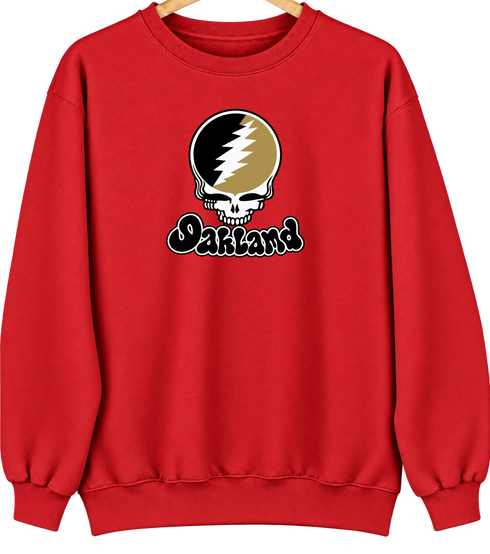 Oakland Stealie Premium Unisex Crewneck — Design: Oakland University — Red