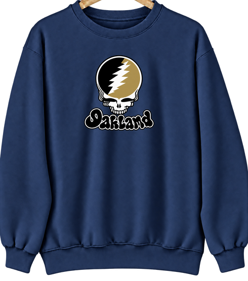 Oakland Stealie Premium Unisex Crewneck — Design: Oakland University — Navy