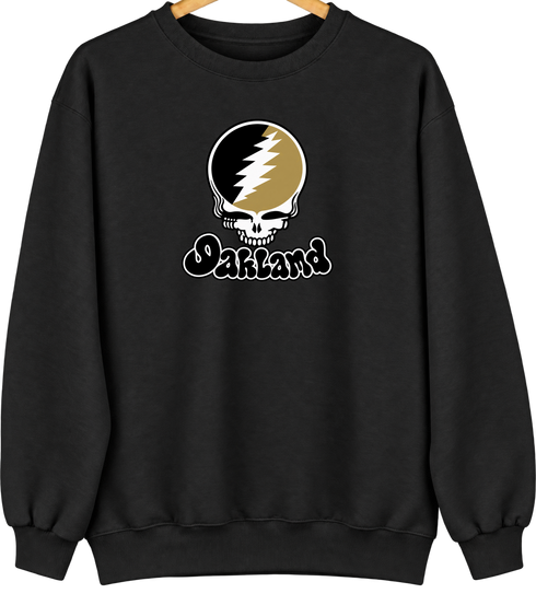 Oakland Stealie Premium Unisex Crewneck — Design: Oakland University — Black