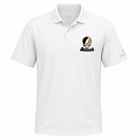 Oakland Stealie Premium Unisex Polo — Design: Oakland University — White