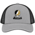 Oakland Stealie Premium Unisex Trucker Cap — Design: Oakland University — Heather Grey/Black