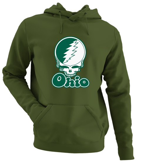 Ohio Stealie Premium Unisex Hoodie — Design: Ohio University — Military Green