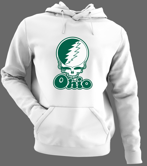 Ohio Stealie Premium Unisex Hoodie — Design: Ohio University — White/Grey