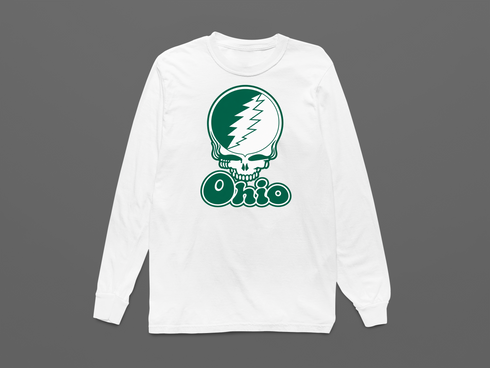 Ohio Stealie Premium Unisex Long-Sleeve — Design: Ohio University — White
