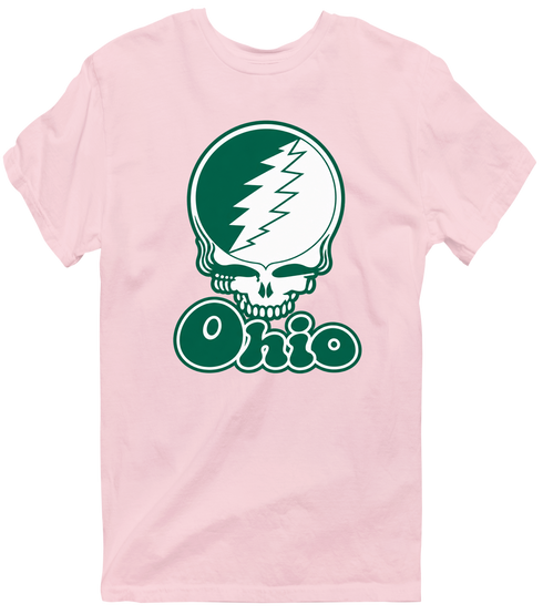 Ohio Stealie Premium Unisex T-Shirt — Design: Ohio University — Light Pink