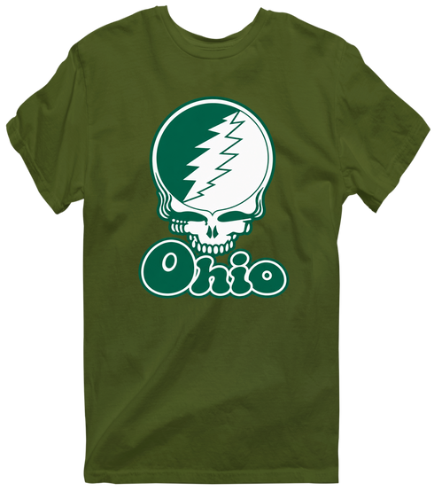 Ohio Stealie Premium Unisex T-Shirt — Design: Ohio University — Military Green