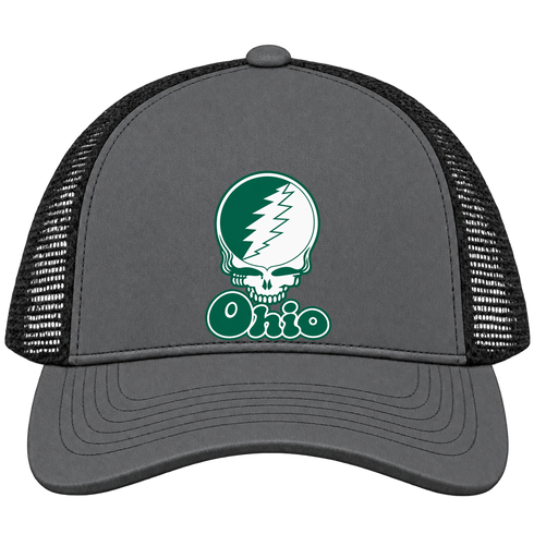 Ohio Stealie Premium Unisex Trucker Cap — Design: Ohio University — Charcoal/Black