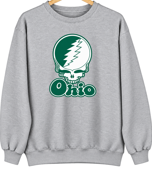Ohio Stealie Premium Unisex Crewneck — Design: Ohio University — Sport Grey