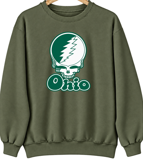 Ohio Stealie Premium Unisex Crewneck — Design: Ohio University — Military Green