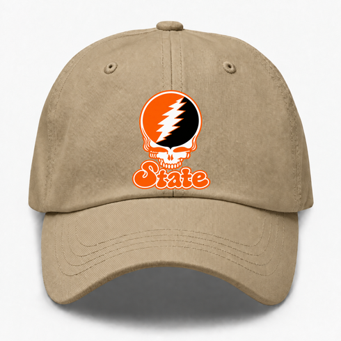 Oklahoma Stealie Premium Unisex Dad Hat — Design: Oklahoma State University — Khaki