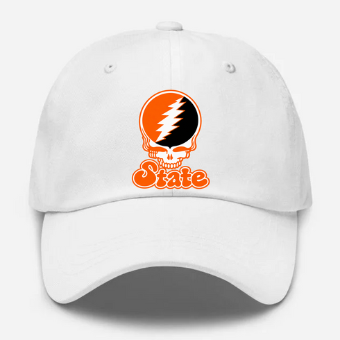 Oklahoma Stealie Premium Unisex Dad Hat — Design: Oklahoma State University — White