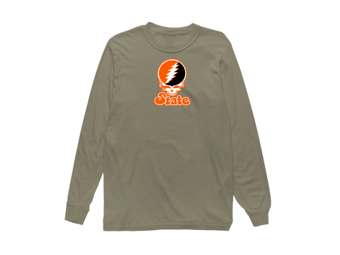 Oklahoma Stealie Premium Unisex Long-Sleeve — Design: Oklahoma State University — Sandstone
