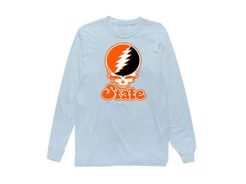 Oklahoma Stealie Premium Unisex Long-Sleeve — Design: Oklahoma State University — Chambray