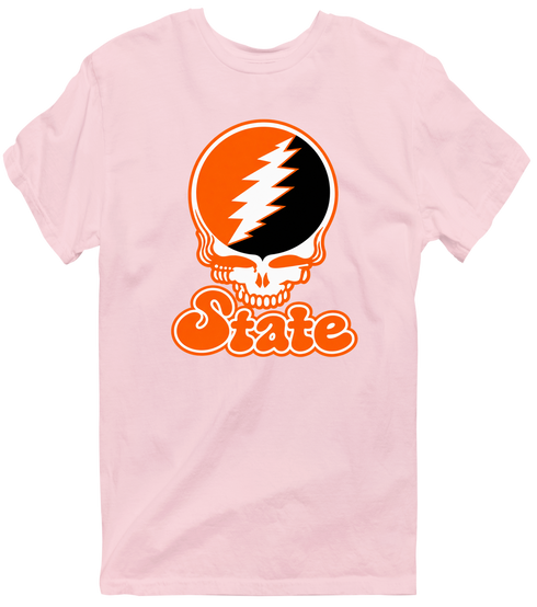 Oklahoma Stealie Premium Unisex T-Shirt — Design: Oklahoma State University — Light Pink