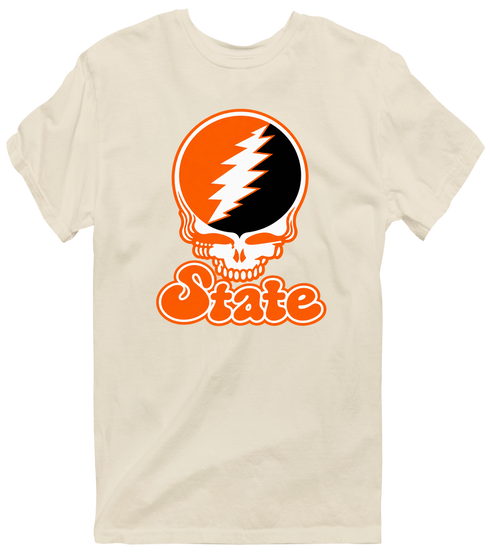 Oklahoma Stealie Premium Unisex T-Shirt — Design: Oklahoma State University — Sand