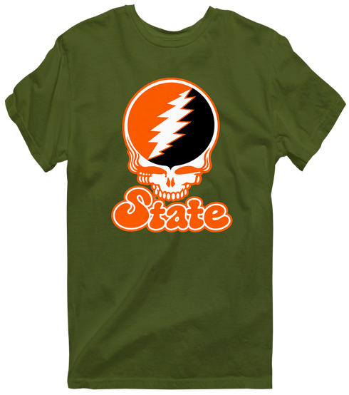 Oklahoma Stealie Premium Unisex T-Shirt — Design: Oklahoma State University — Military Green