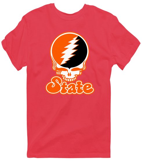 Oklahoma Stealie Premium Unisex T-Shirt — Design: Oklahoma State University — Heather Red